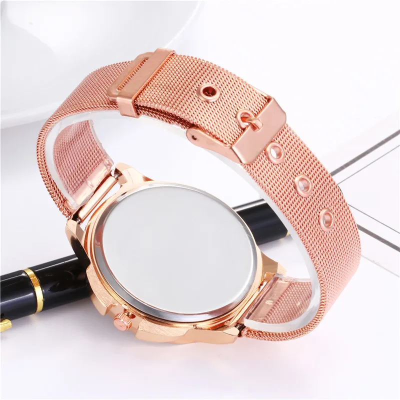 

Genuine Product Korean-style Rose Gold-Tone Ultra-Thin Steel Net Belt Quartz Watch WOMEN'S Wristwatch Personalized & Creative Bi
