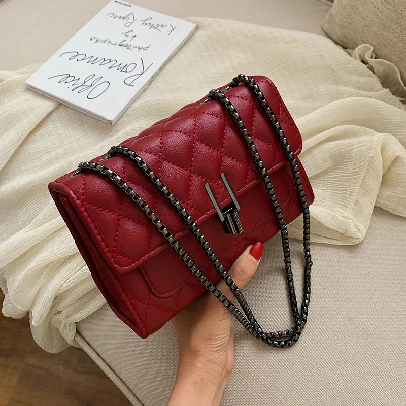 

Sewing luxury women's shoulder bag 2020 new artificial soft leather fashion highend rhombic chain bag Messenger small square bag