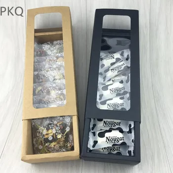 

20pcs DIY paper box with window red/black/kraft paper Gift box gift Packaging For Wedding home party favors packaging candy box