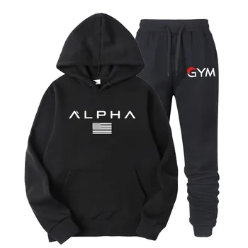 

Men's Sets Hoodie And Pants Sweatsuit Male Sportswear Tracksuit Men Set 2019 Brand Sporting Suit Track Sweat Print Alpha Jackets