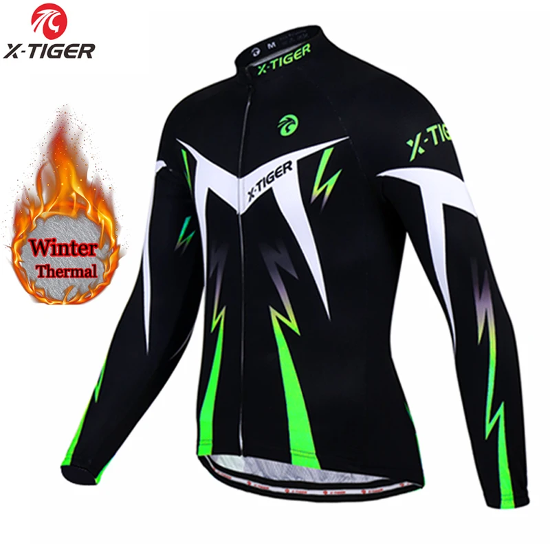 

X-TIGER Winter Thermal Fleece Cycling Jersey Long Sleeve Cycling Clothing Bicycle Wear Bike Clothing Invierno Maillot Ciclismo