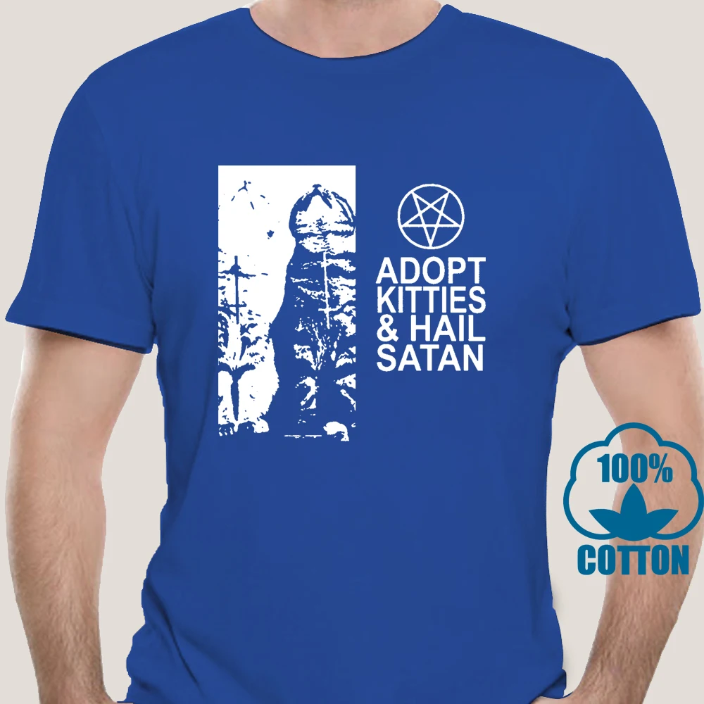 9331X футболка с изображением надписей Adopt Kitties и надписью Hail Satan рисунком Иисуса