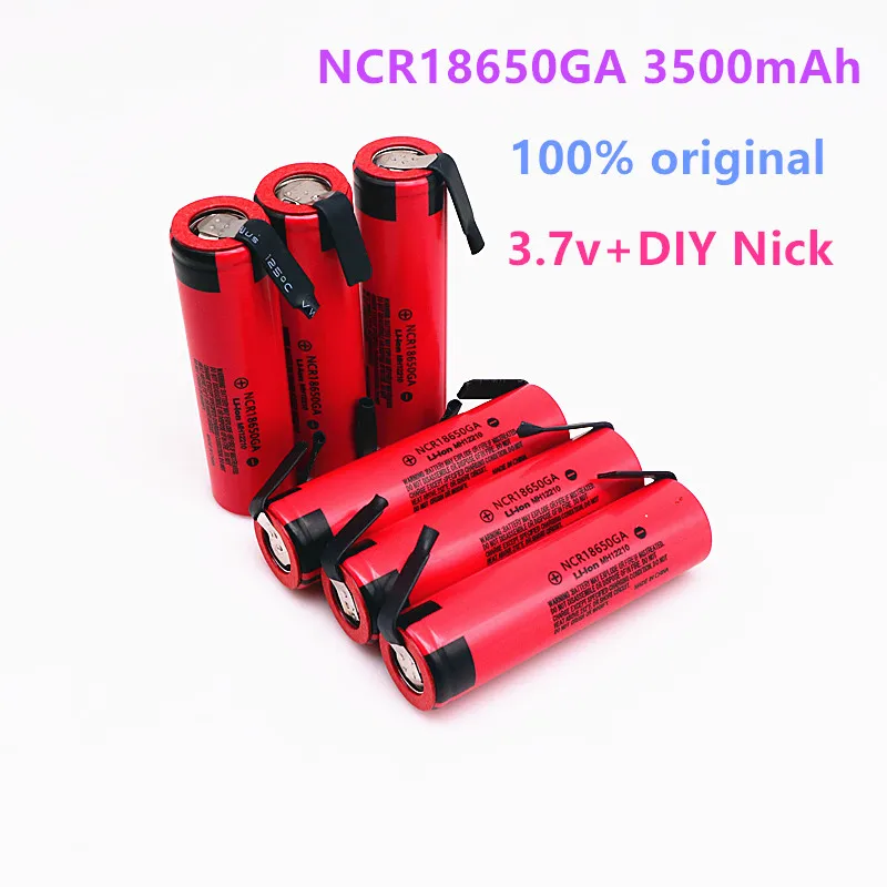 

4pcs 100% Original NCR 18650GA 30A discharge 3.7V 3500mAh 18650 rechargeable battery toy flashlight lithium battery + DIY Nickel