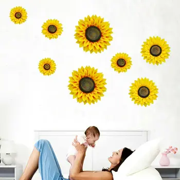 3D Removable Sunflower Wall Sticker For Refrigerator Cabinet Door Living Room Kitchen Waterproof Decals