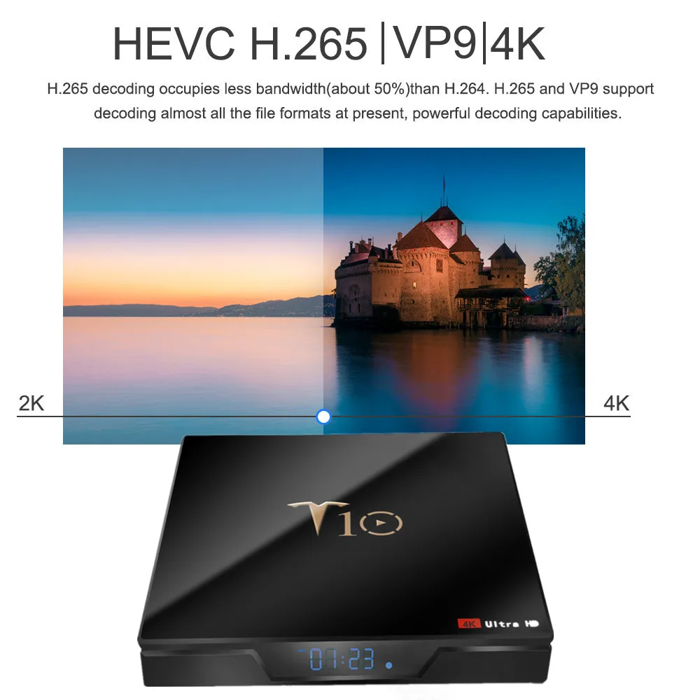 T10 TV Box Android 7.1 Amlogic S905W 2GB 16GB Quad Core Media Player 2.4G Wifi 4K HDR10 Smart Set Top Box