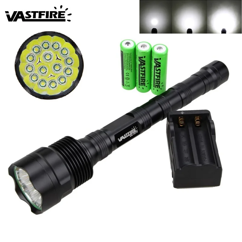 

Ultra bright LED Flashlight High Power 3000LM 15x XM-L T6 Tactical Flashlight Torch Lamp Hunting Hiking Camping for 18650/26650