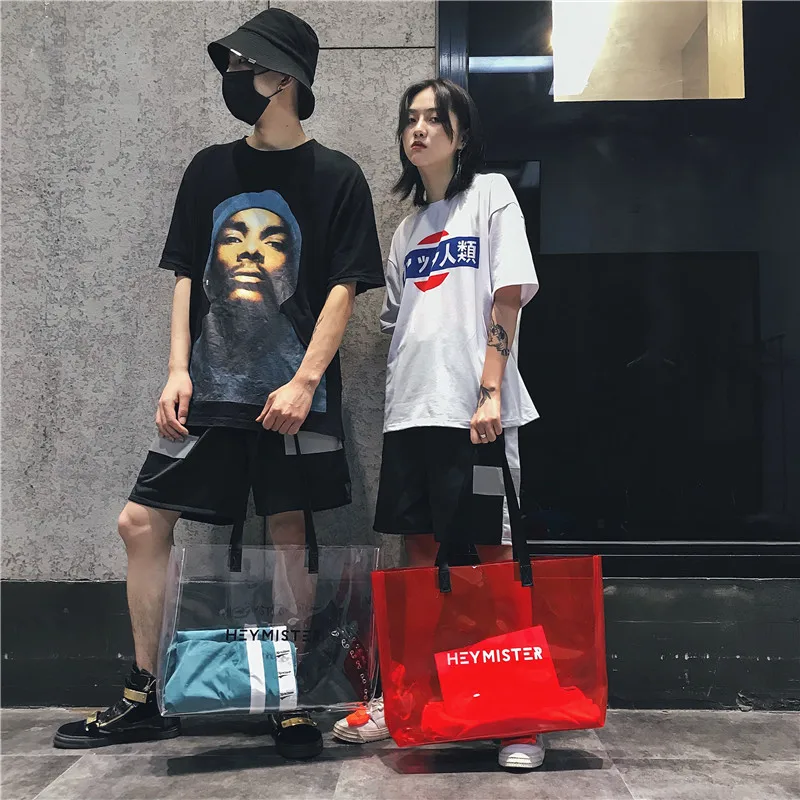2021 Transparent PVC Handbag beach Shoulder bag Women New Trend Tote Hot Sale Jelly Color Plastic Clear Bag Large capacity