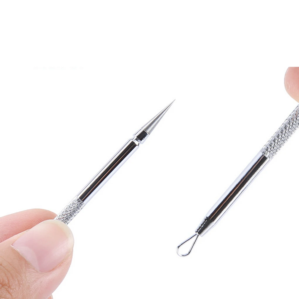 hengfangBlackhead Acne Needle Elbow Head Tweezer Set Stainless Steel Fat Granule Removal Makeup Tools