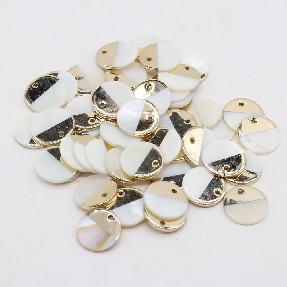 

Natural Freshwater Shell Pendant Round Gold Edging Exquisite Charms For Jewelry Making DIY Bracelet Necklace Earring Accessories