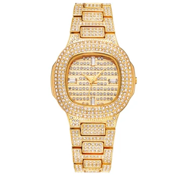 

Hip Hop Ladies Watch ICE-OUT Gold Stainless Steel Bracelet Full Shipping Diamonds Womens Quartz Watches Fashion reloj mujer xfcs
