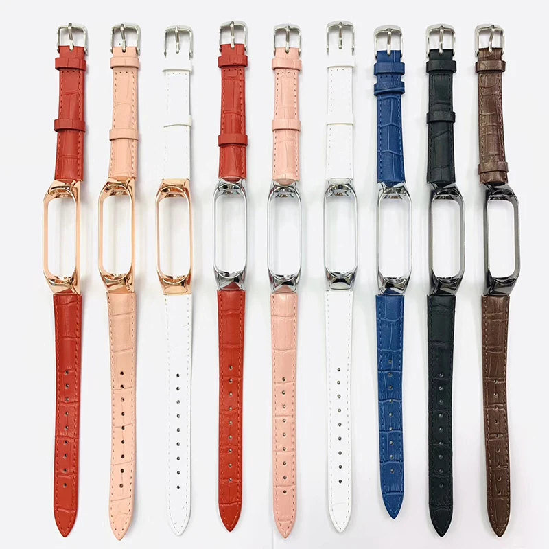

Leather Watch Band For Xiaomi Mi Band 3 4 Smart Replacement Bracelet Wristwatch Strap Belt For Xiao Mi Bracelet 4 3 Accessories