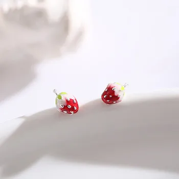 

OBEAR Fruit Stud Earrings Simple Small Cute Strawberry Student Fresh Girl Earrings