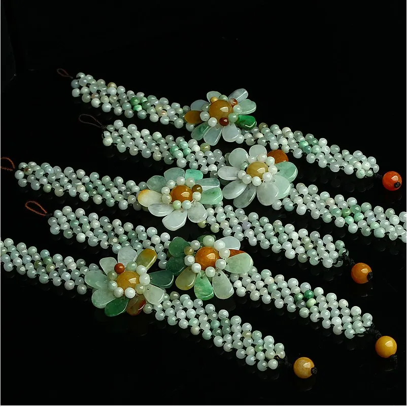 Myanmar A cargo hand-made beads woven jade beads sun flower bracelet original national style women's jade jewelry