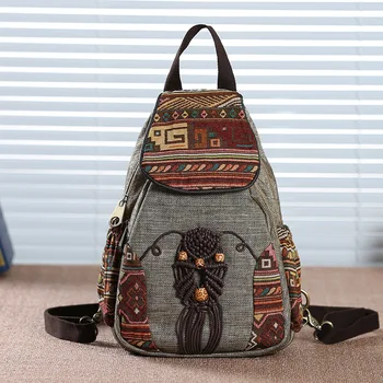 

Original Women's Backpack Canvas Backpack Small Bag Chinese Style Small Backpack Travel Backpack