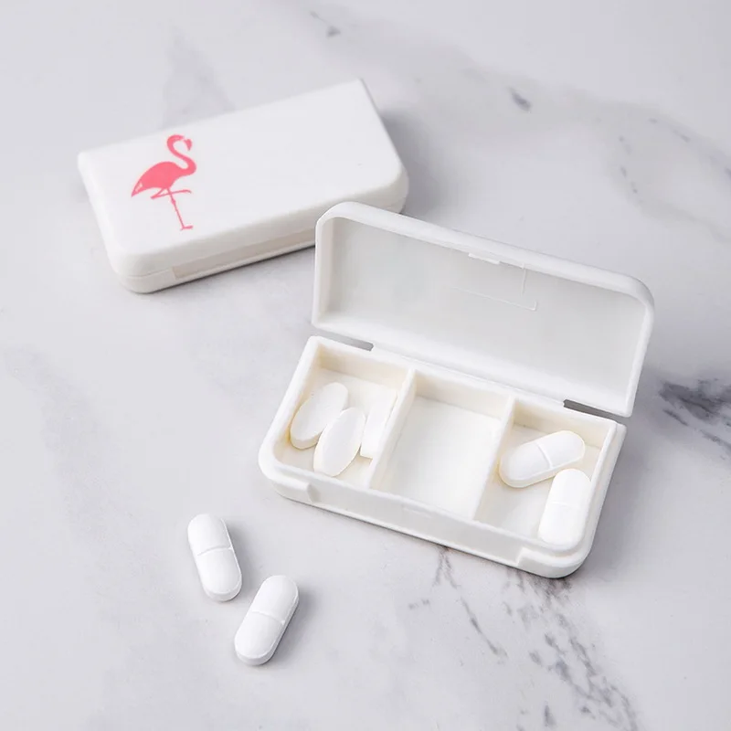 3 решетки таблетки коробка Фламинго кактус, лист Pillbox диспенсер медицинские коробки дозирования медицинский набор мини-органайзер чехол