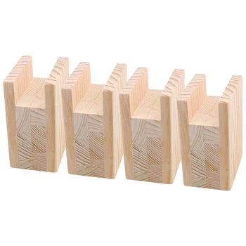 

4PCS Bed Furniture Tripod Heavy Solid Wood Tripod, Coffee Table Padding Grooved Table Legs Increased Wooden Blocks Furniture Leg