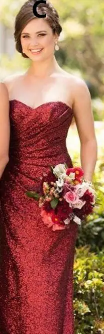 C Style In Red Очаровательное красное платье подружки невесты с блестками,, Vestido Madrinha, длинное свадебное платье для гостей, вечерние платья для женщин - Цвет: C Style In Red