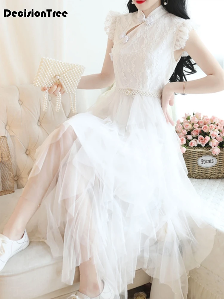 Плюс элегантное кружевное женское длинное qipao вечернее платье vestidos с высоким разрезом для шоу на сцене cheongsam китайское платье