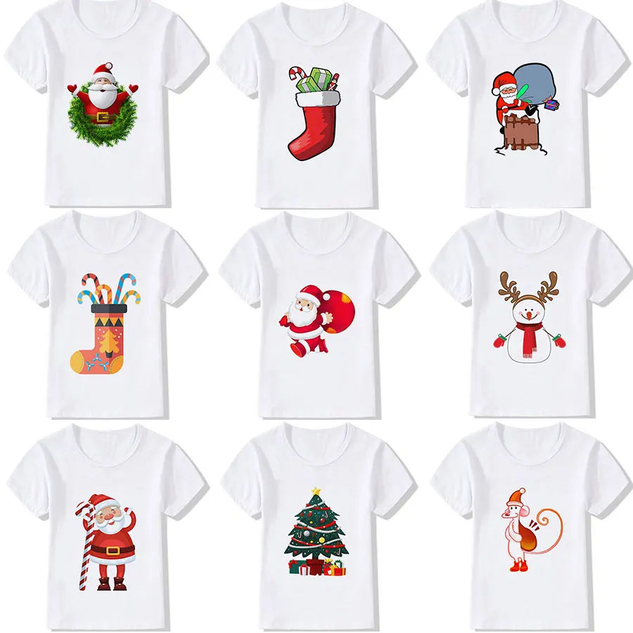 Camisetas Navidad para niños y ropa con estampado navideño, cuello redondo, Simple - AliExpress Madre y niños