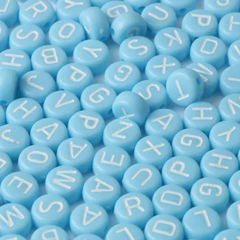 

Acrylic Letter Beads Light Blue Alphabet Round Loose Spacer Beads For Jewelry Making Handmade DIY Bracelet Earrings Necklace