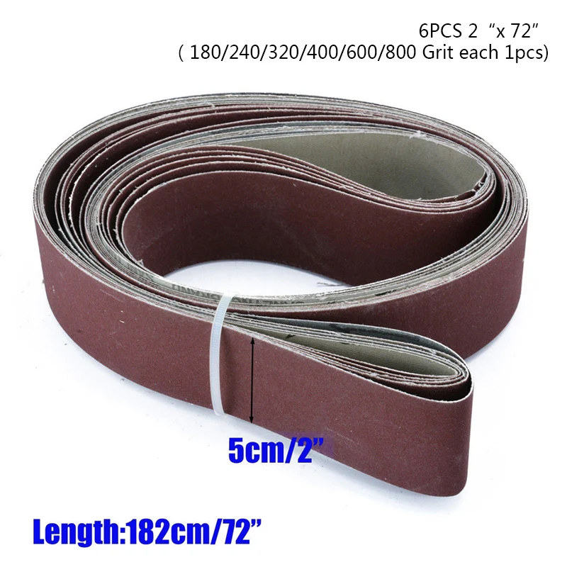 

6pcs 2" X 72" Fine Grit Sanding Belt Sandpaper Sander Abrasive Band Polishing Sandpaper 180/ 240/ 320/ 400/ 600/ 800 Grit New