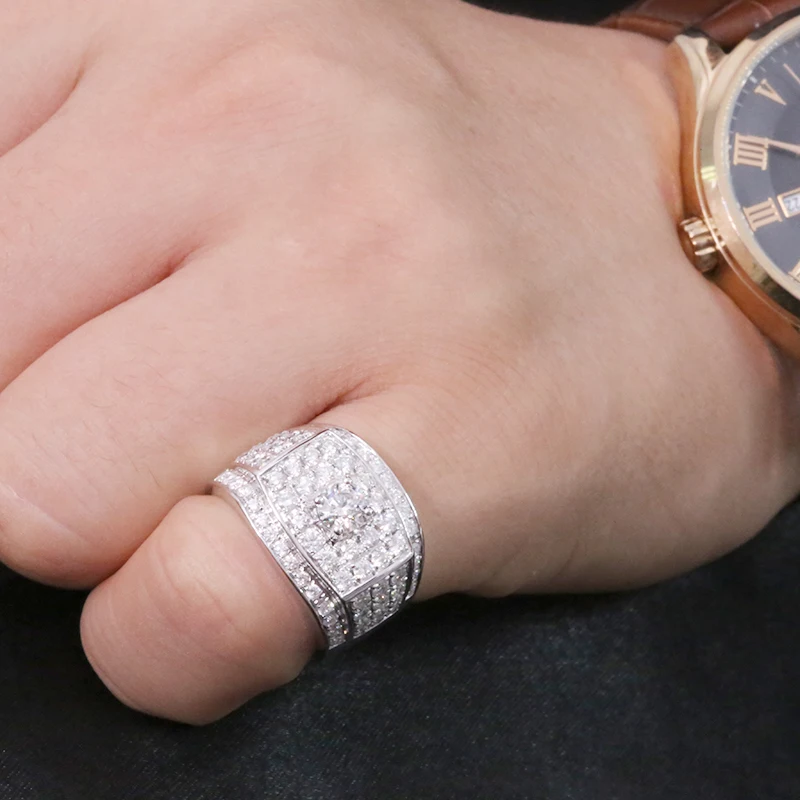AEAW роскошное кольцо из муассанита 18 к белое золото 0.3ct 2CTW круглая огранка Brillant Лаборатория алмаз для мужчин свадебные мужские ювелирные изделия