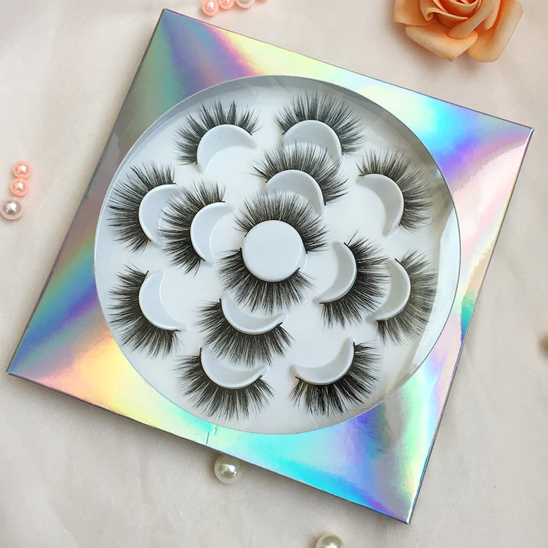 5D Faux Mink Eyelashes 7 Pairs in Flower Lashes tray