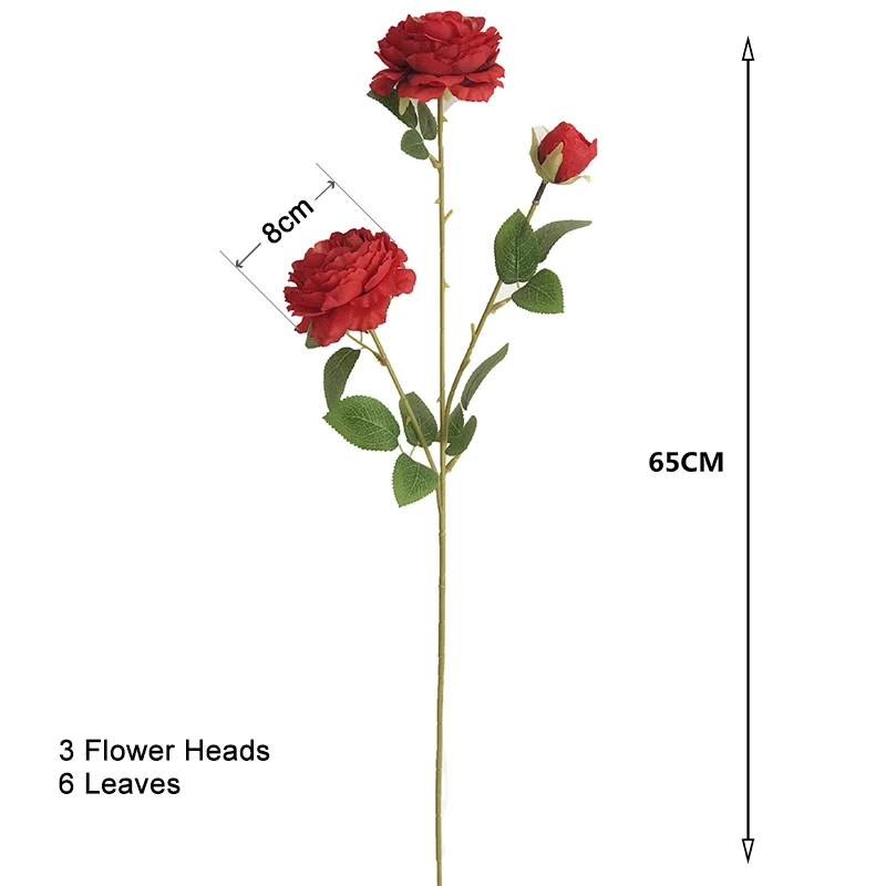 65 см 3 головки пионы Искусственные цветы ручной работы шелковые пионы невесты букет из цветов Свадебные украшения дома поддельные пионы цветок