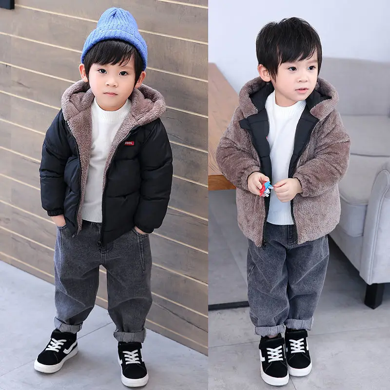 

Thicken Warm Snow Baby Girls Jacket Kids Boys Plus velvet Coats Autumn Winter Hoodie Parka Girl Clothes Infant Children Clothing