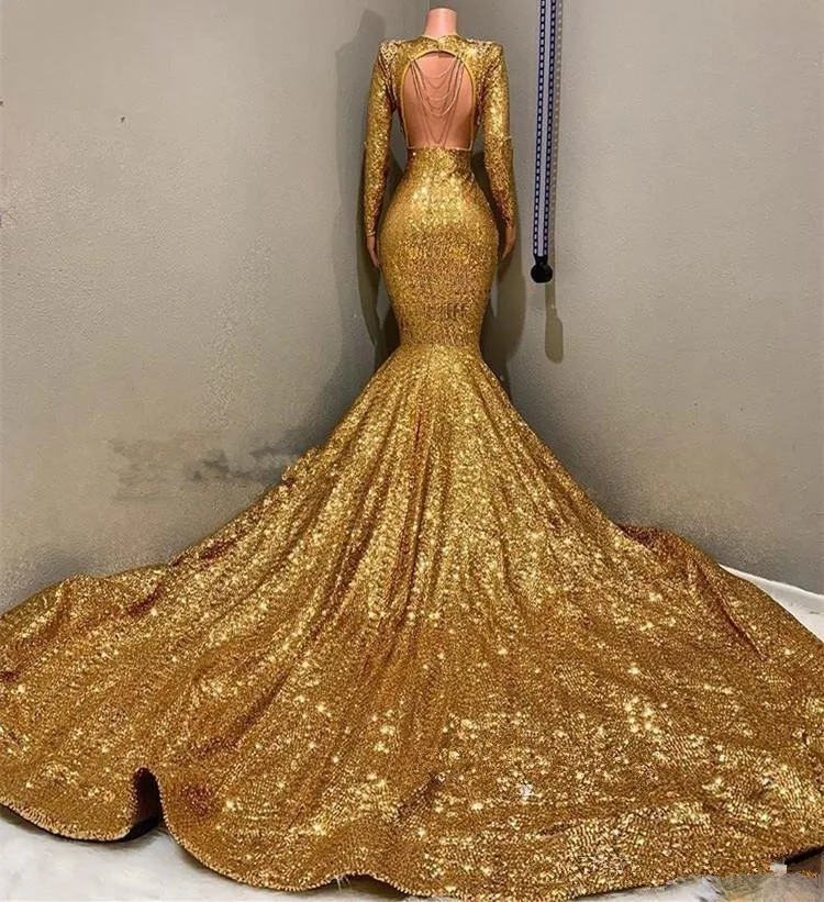 Gold Mermaid Prom Dresses 