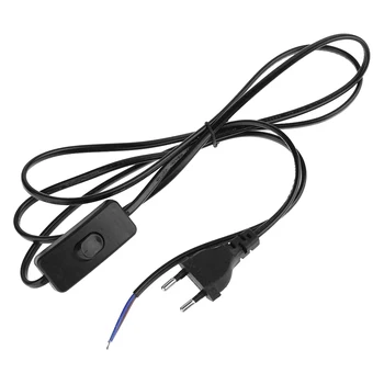 

EU Plug 1.8M Line Cable on Off Power Cord Wire Extension with Button Switch for LED Light Lamp