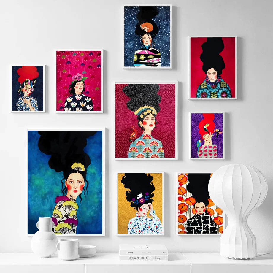 

Woman Abstract Ink Painting Retro Wall Art Print Canvas Painting Nordic Canvas Posters And Prints Wall Pictures For Living Room