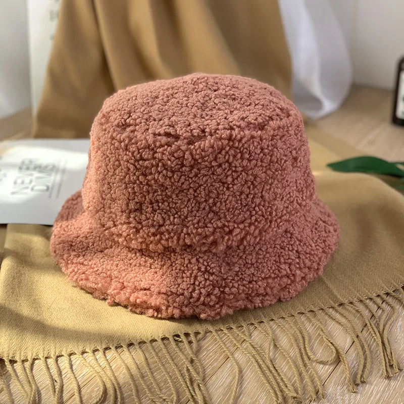 Женская шапка ведро из искусственного меха модная однотонная теплая уличная