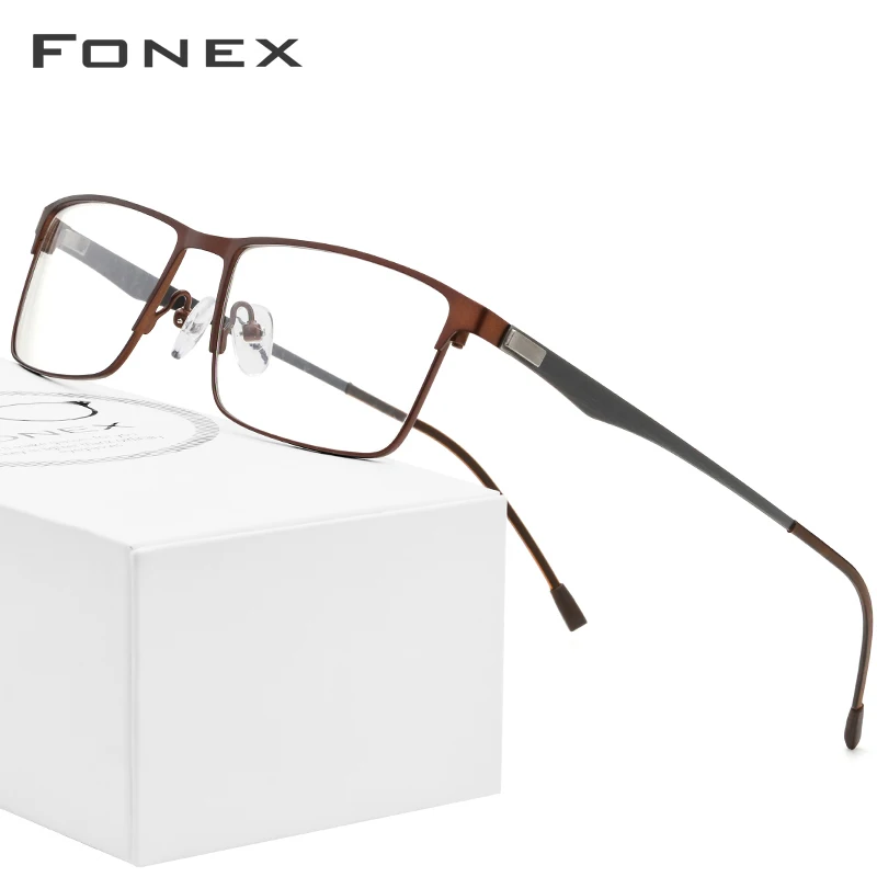 Tanie FONEX okulary z lekkiego stopu ramki mężczyźni Ultralight plac krótkowzroczność okulary korekcyjne ramki metalowe pełne optyczne bezśrubowe okulary