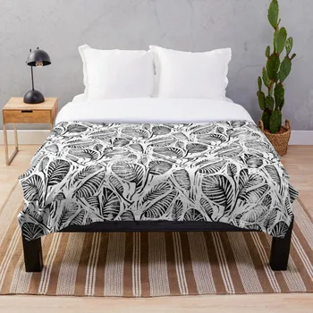 

Jungle Tropical leaves Blanket Wool Flannel Plush Blanket Bedspread For office Sherpa Blanket Couch Quilt Cover Travel