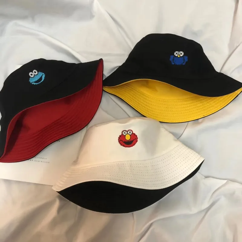 

Cartoon Embroidery Fisherman Hat Casual Unisex Hip Hop Bucket Hat Simple Charm Trendy Cotton Flat Hats