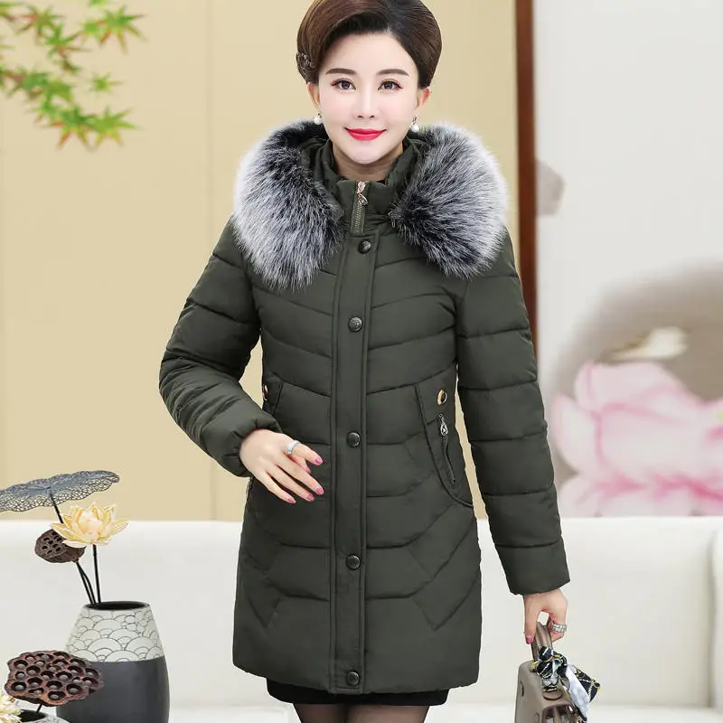 XL-5XL, зимняя куртка, Женская парка с капюшоном, свободный пуховик, хлопковое пальто, женская теплая Толстая куртка для мамы, зимние женские пальто Q2040