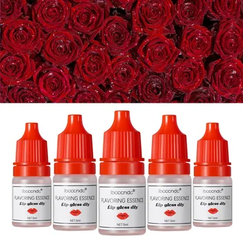 

5Pcs 5ML Natural Rose Flavor Essence for DIY Lip Gloss Makeup Lipgloss DIY Food Grade Fragrance Flavoring Essential