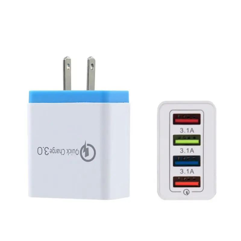 

4Ports USB Charger Charging Adapter QC 3.0 Fast Charger plug Travel Wall Charging Charger For iPhone iPad Samsung Xiaomi Huawei