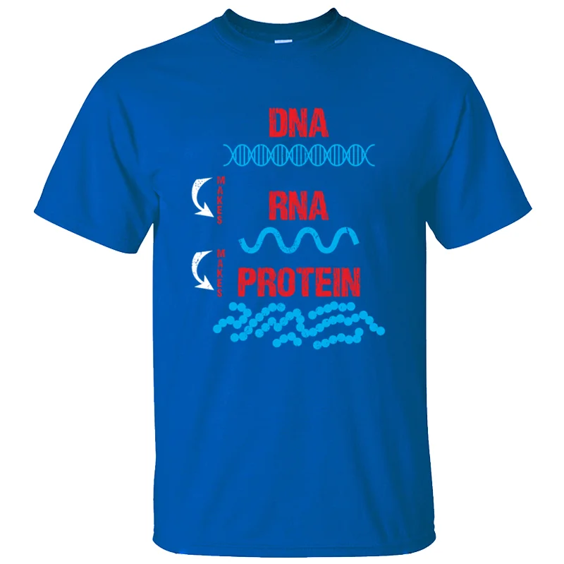 Men-Blue Новое здание молекулярной биологии Dna Rna Белковая клеточная биология Футболка мужская одежда мужская футболка Потрясающие футболки с круглым вырезом - Цвет: Men-Blue