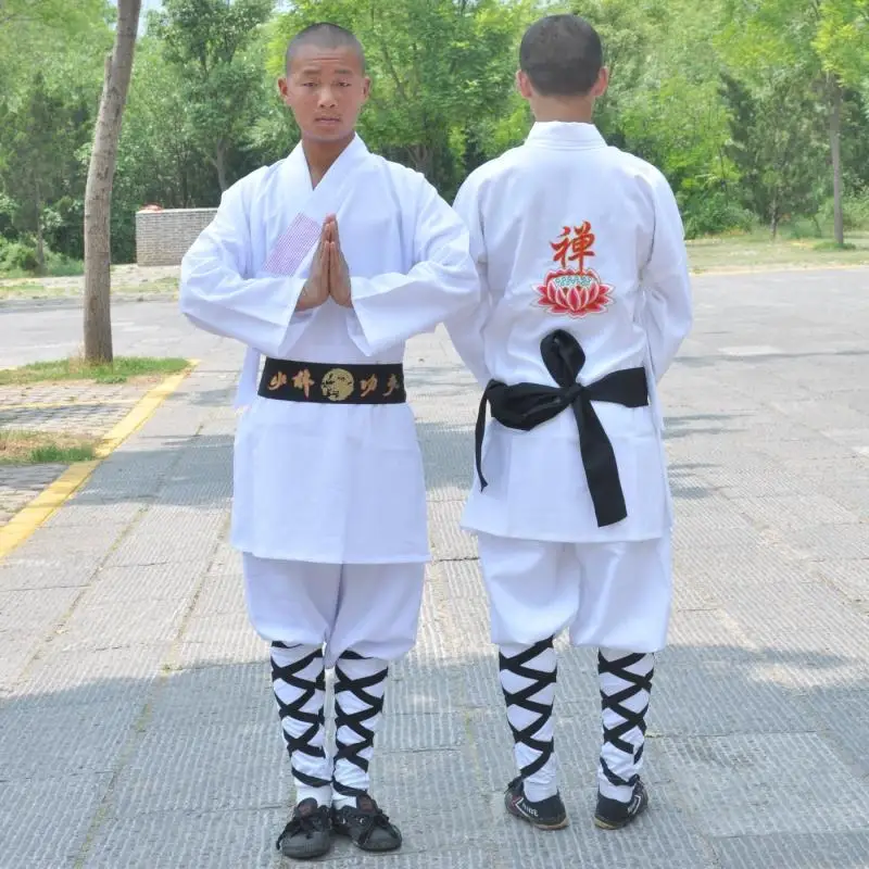 White Shaolin Clothes Wushu Uniform Buddhist Robe Martial Arts Tai Chi Clothing Shaolin Kung Fu Uniform TA2094