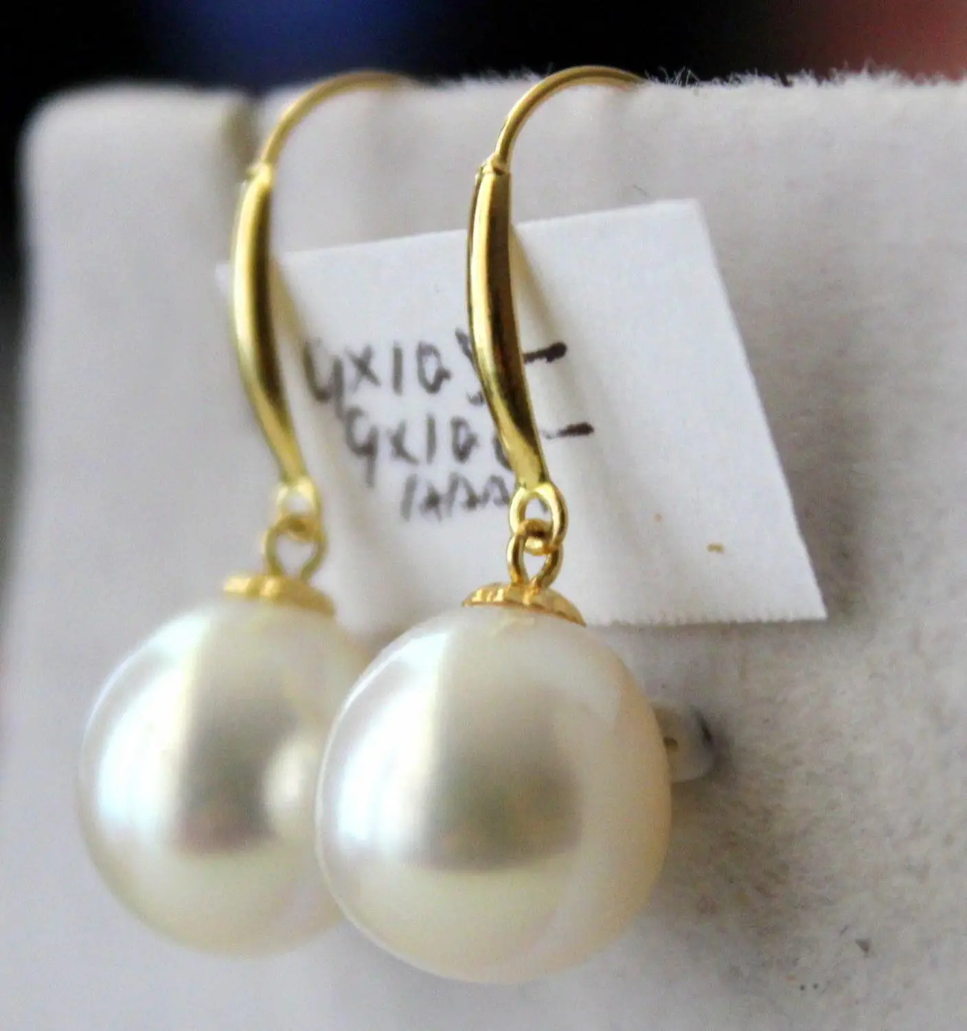 Красивые пары 12-13 мм натуральный барокко белый жемчуг earring14k