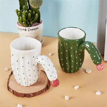 

Cactus Coffee Cups and Mugs 350ml/420ml Cactus Tea Milk Ceramic Cups with Handle Coffee Mug Novelty Gifts For Your Friends/Kid