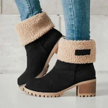 Houlife/зимние теплые женские ботинки из флока; женские ботильоны «мартинсы»; однотонная Уличная обувь без застежки; модные ботинки; Mujer