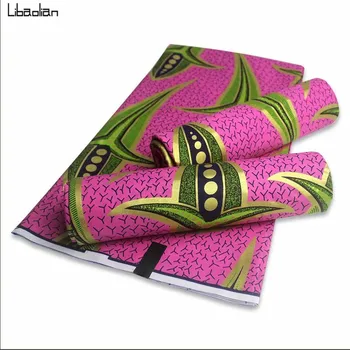 

6Yards/pcs Nigerian Ankara 100%Cotton African Wax Prints Fabric With Golden Colors For Women Party Dress Garments F29-22