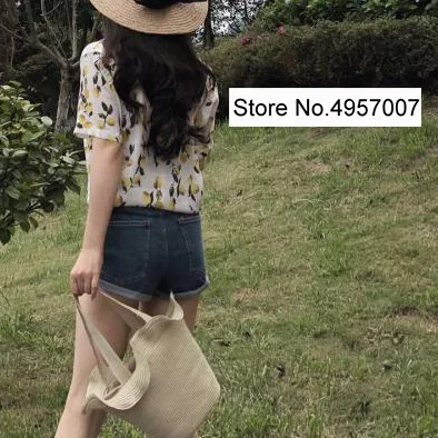 Women Lemon Printed Blouse Top With Short Sleeve & Ties Hem - Ladies Lemon Printing Shirt Top 6