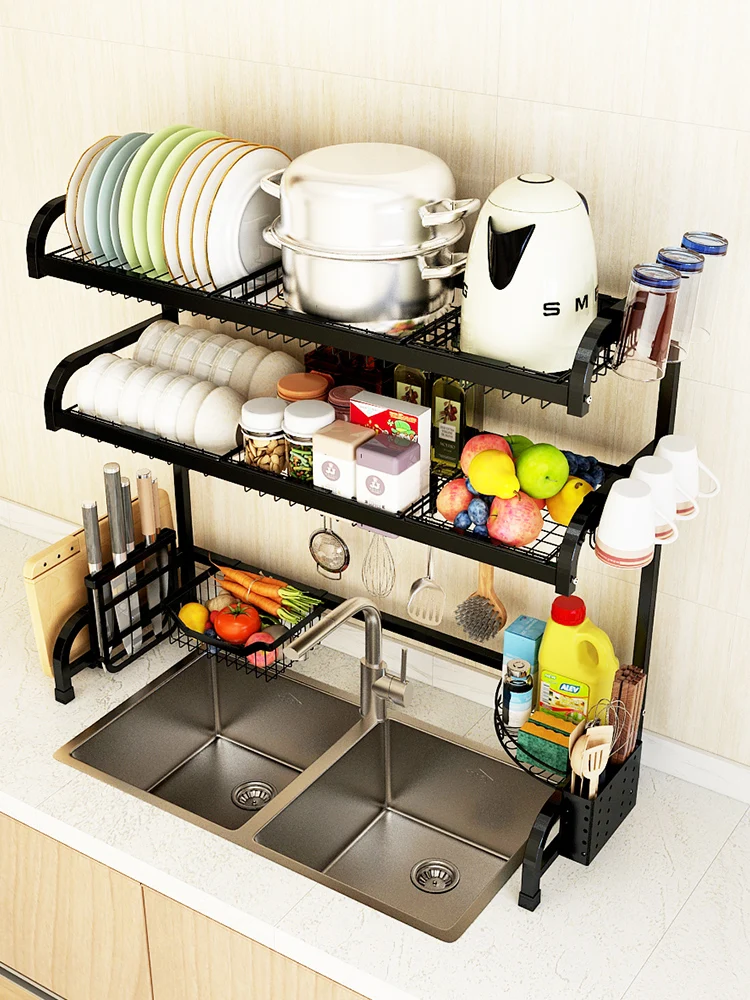 

Kitchen Stainless Steel Sink Rack Drain Rack Multi-layer Supplies Hanging Dish Rack Storage Rack Pool Put Dishes Shelf