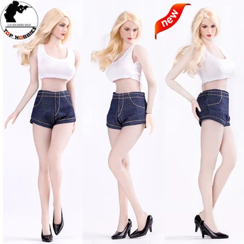 

1/6 Scale Female Clothes Suit Sexy White Sling Vest Shorts Pants Black High Heels Set Fit 12 Inch PH Action Figure Body