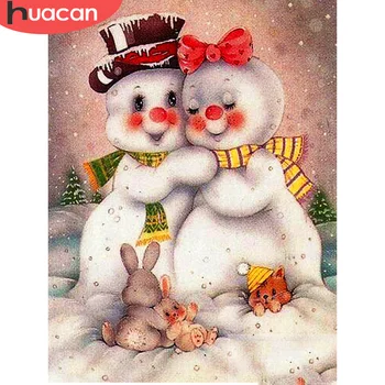

HUACAN 5D Diamond Painting Snowman Cross Stitch Kit New Arrival Diamond Embroidery Cartoon Mosaic Winter Christmas Decoration