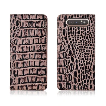 

Crocodile pattern genuine leather phone case card slot holder for Samsung Galaxy A90/Samsung Galaxy A80 flip case phone bag capa
